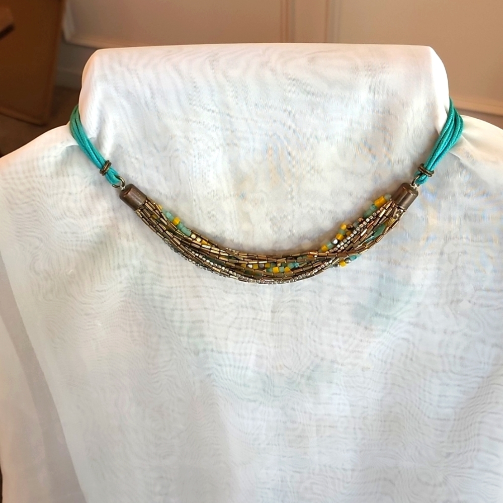 Kenneth Cole Gold Tone Mixed Bead Necklace